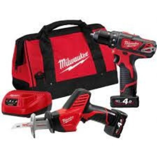 Milwaukee M12 BPP2C-402B M12 powerpack (C12 HZ, M12 BDD, 2 x 4,0 Ah accu, 60 min. lader, contractor bag)