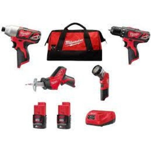 Milwaukee M12 BPP4A-202B M12 powerpack (M12 BDD, M12 BID, C12 HZ, C12 T , 2 x 2,0 Ah accu, 30 min. lader, contractor bag)