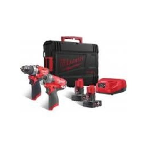 Milwaukee M12 FPP2AQ-602X  M12 FUEL powerpack  (M12 FPD, M12 FQID, 2 x M12B6 accu, 1 x C12C lader, 1 x HD Box)