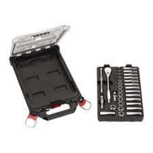 Milwaukee Metrische 3/8ratel + doppen set (32-delig) in PACKOUT compact slim organiser