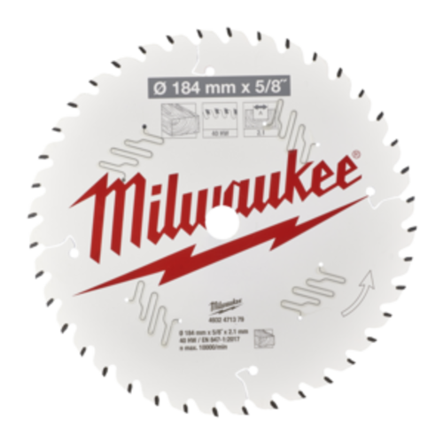 Milwaukee Cirkelzaagblad hout 184 x 5/8 x 2,1 Thin Kerf ATB 40T +15°