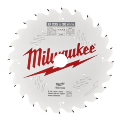 Milwaukee Cirkelzaagblad hout 235 x 30 x 2,4 ATB 24T +15°