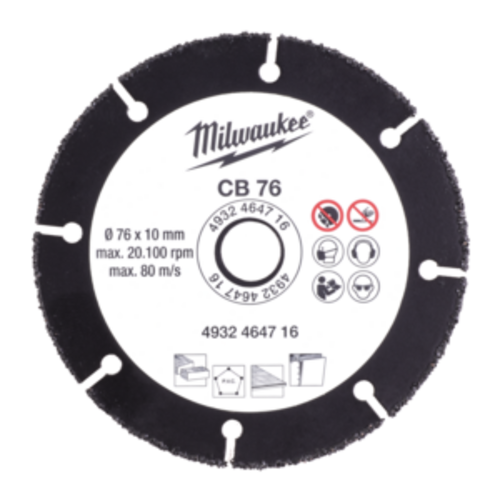 Milwaukee Doorslijpschijf hout/kunstof/gips Carbide 76 x 1 mm