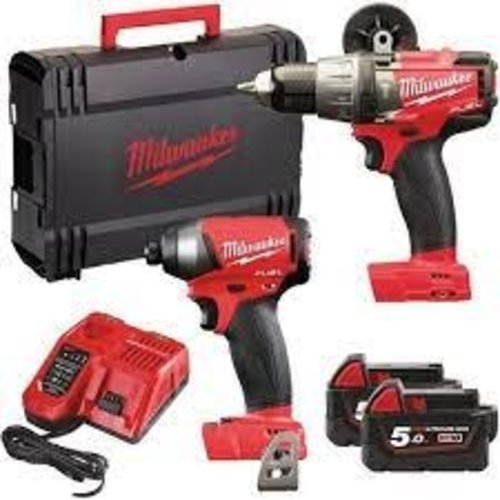 Milwaukee M18 FPP2A2-502X M18 FUEL powerpack (M18FPD2, M18FID2, M12-18FC lader, 2x M18 B5 accu, HD Box)