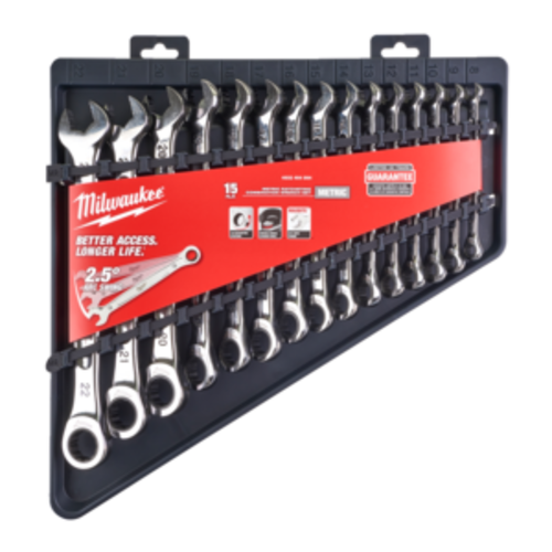 Milwaukee Maxbite  15pc Metric Ratel - Steeksleutel  Set  1pc