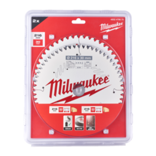 Milwaukee Cirkelzaagblad hout Twin Pack 216 x 30 mm 4932471316, 4932471317 (2-delig)