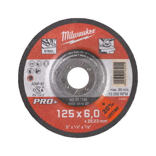 Milwaukee Afbraamschijf metaal PRO+ SG27 125 x 6 mm (te bestellen per 25)