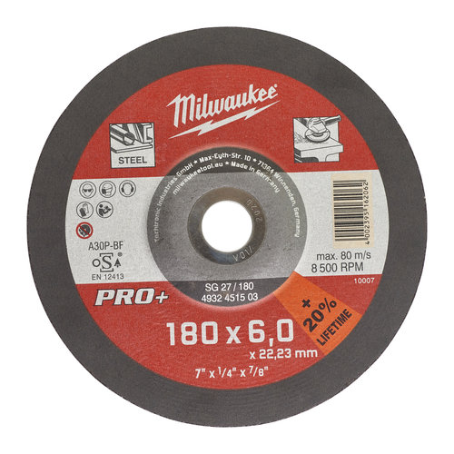 Milwaukee Afbraamschijf metaal PRO+ SG27 180 x 6 mm (te bestellen per 10)