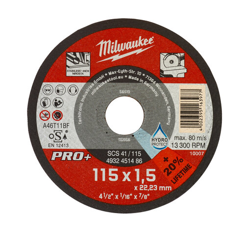 Milwaukee Doorslijpschijf metaal PRO+ SCS41 115 x 1,5 mm dun (te bestellen per 50)