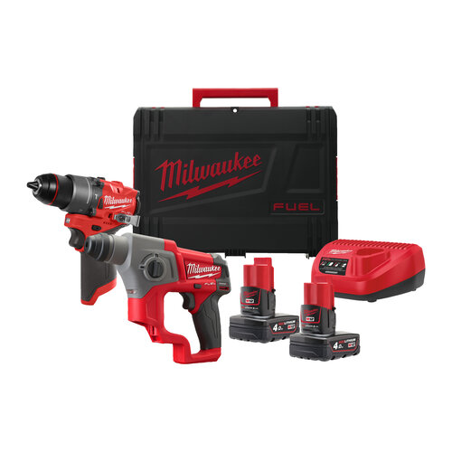 Milwaukee M12 FPP2F2-402X - M12 FUEL™ powerpack (M12 FPD2, M12 CH, 2 x M12 B4 accu, 1 x C12C lader, 1 xHD Box)