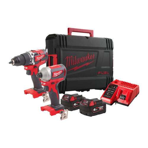 Milwaukee M18 CBLPP2A-402C  M18 compacte koolborstelloze powerpack (M18 CBLID,  M18 CBLPD, 2xM18B4 accu, M12-18C lader, transportkoffer)