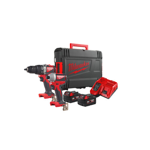 Milwaukee M18 BLPP2A-502X M18 koolborstelloze powerpack (M18 BLPD2, M18 BLID2, 2x 5.0 Ah accu, HD Box)