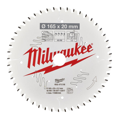 Milwaukee Cirkelzaagblad hout 165 x 20 x 2,2 ATB 48T +5°