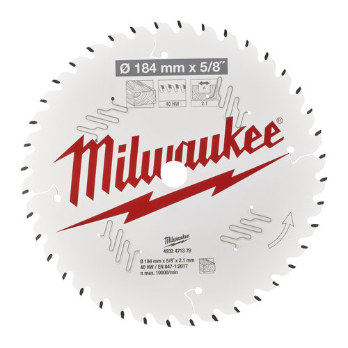 Milwaukee Cirkelzaagblad hout 184 x 5/8 x 2,1 Thin Kerf ATB 40T +15°