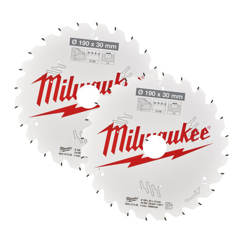 Milwaukee Cirkelzaagblad hout Twin Pack 190 x 30 mm 4932471300 (2-delig)