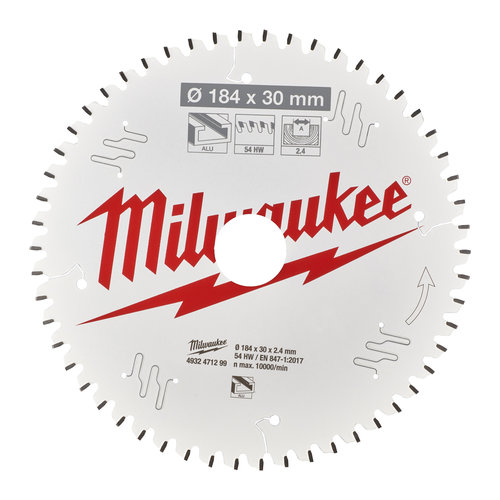 Milwaukee Cirkelzaagblad kunstof/non-ferro 184 x 30 x 2,4 TF 54T -5°