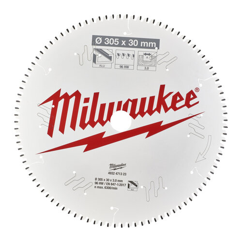 Milwaukee Cirkelzaagblad kunstof/non-ferro 305 x 30 x 3,0 TF 96T -5°