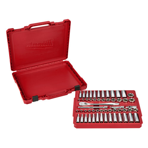 Milwaukee Metrische 1/4ratel + doppen set (28-delig) in PACKOUT compact slim organiser