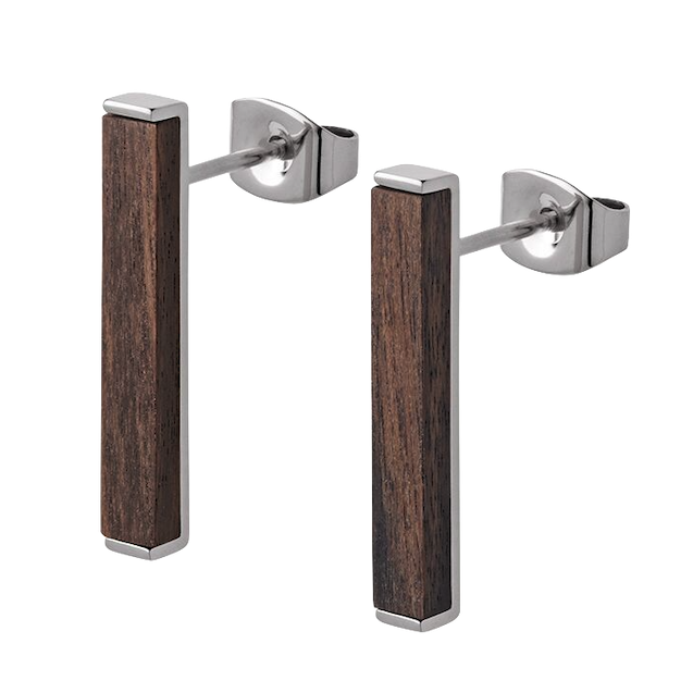 Kerbholz Kerbholz, Rectangle Earring, walnut shiny silver