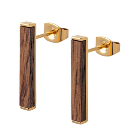 Kerbholz Kerbholz, Rectangle Earring, walnut shiny gold