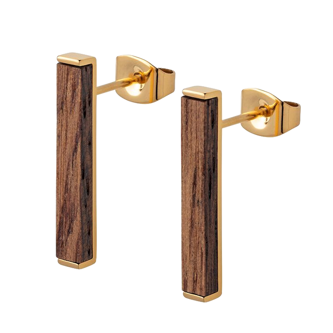 Kerbholz Kerbholz, Rectangle Earring, walnut shiny gold