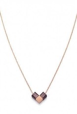 Kerbholz Kerbholz, Heart Cube Necklace, rosewood/rosegold