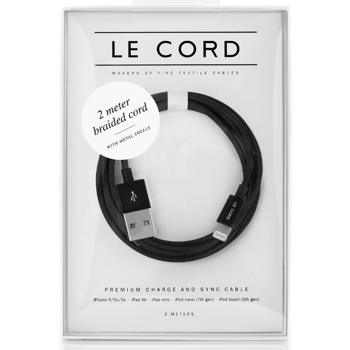 Le Cord LeCord, Solid Black, 2 Meter