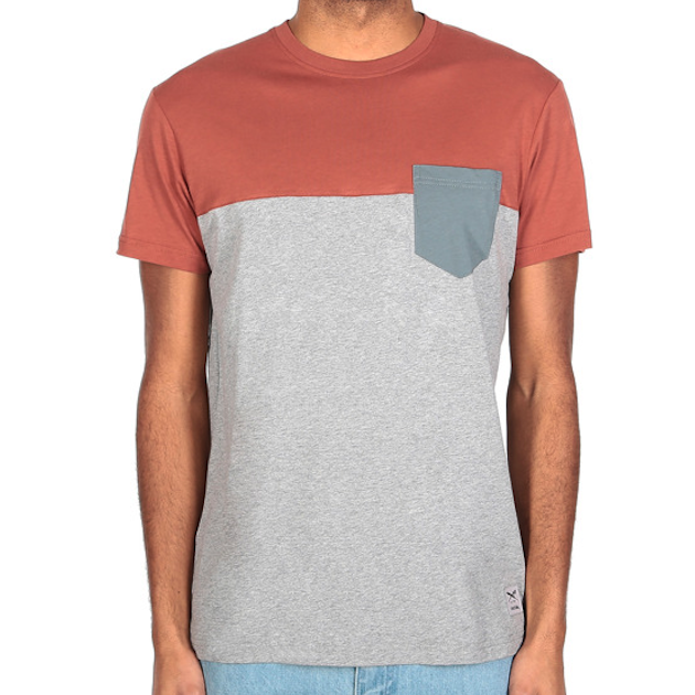 Iriedaily Iriedaily, Block Pocket Tee, grey red, L