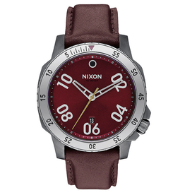 Nixon Nixon, Ranger Leather, Gunmetal / Deep Burgundy