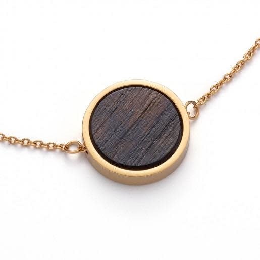 Kerbholz Kerbholz, Circle Necklace, sandalwood, gold