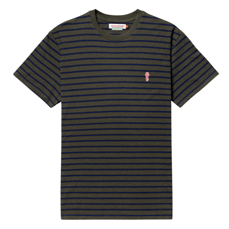 RVLT RVLT, 1056 striped t-shirt, army mel., S