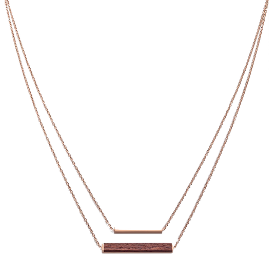 Kerbholz Kerbholz, Rectangle Necklace, rosewood, rosegold