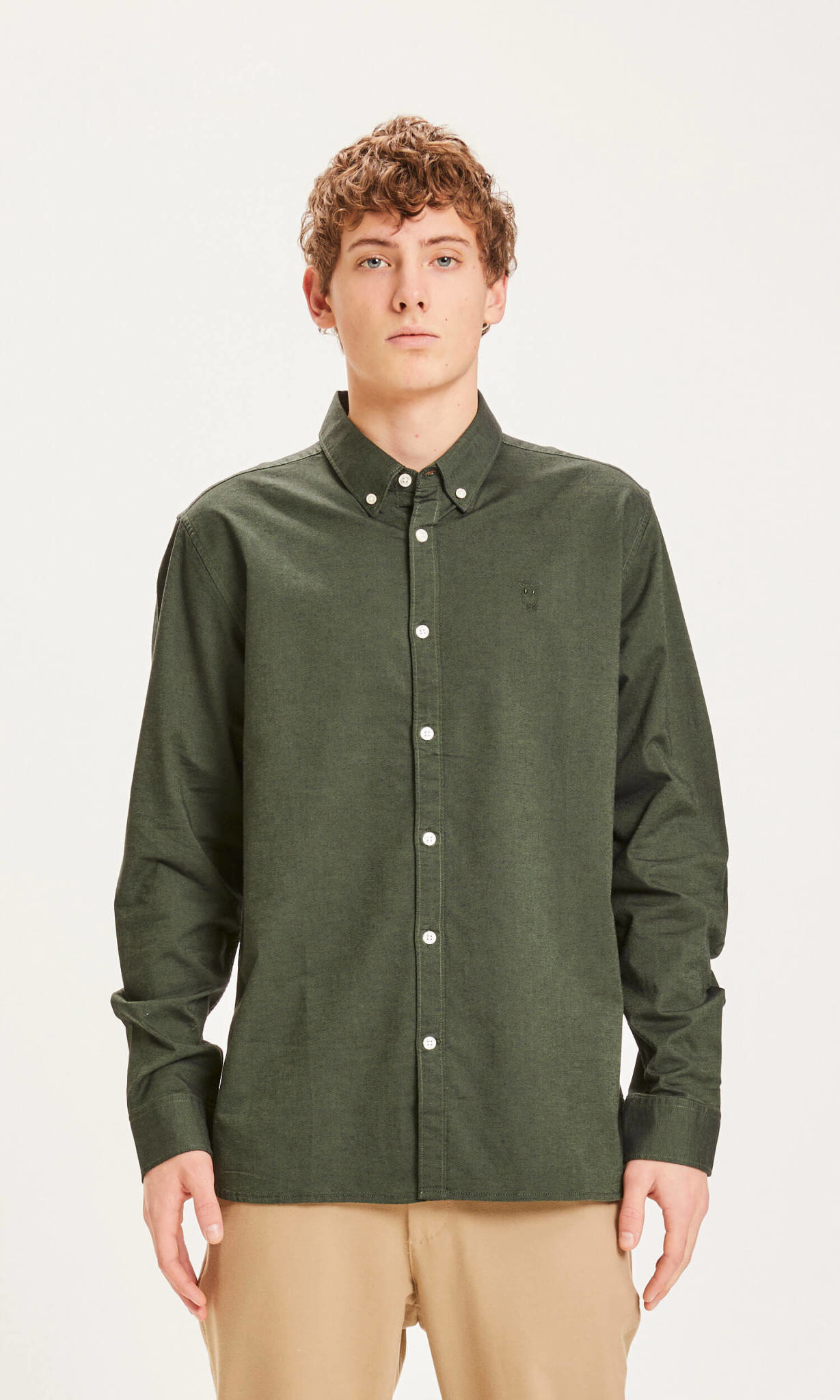 KnowledgeCotton Apparel KnowledgeCotton, Elder oxford shirt, green forest, S