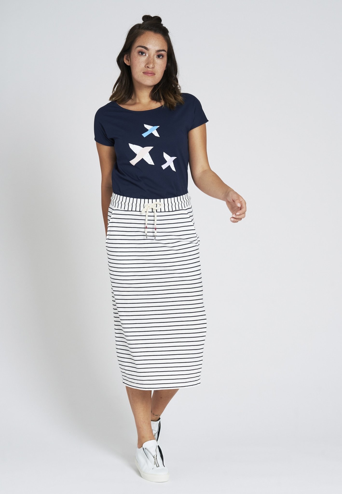 Recolution Recolution, Midi skirt Stripes, navy/ white, S