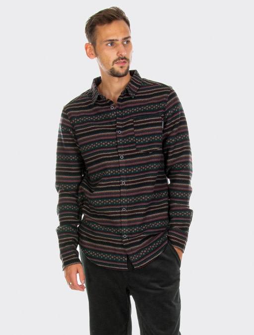 Iriedaily Iriedaily, Insito stripe shirt, black red, L