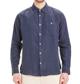 KnowledgeCotton Apparel KnowledgeCotton, Larch LS linen shirt, total eclipse, S