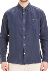 KnowledgeCotton Apparel KnowledgeCotton, Larch LS linen shirt, total eclipse, M