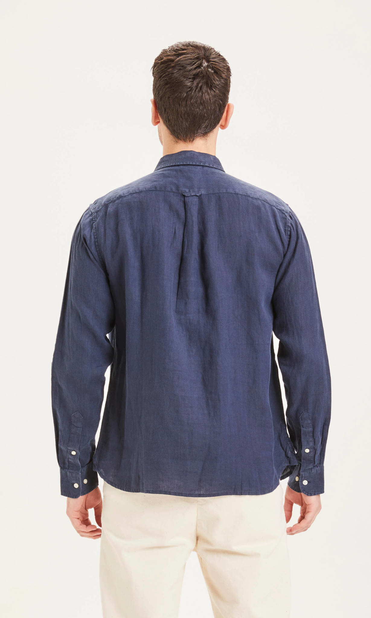 KnowledgeCotton Apparel KnowledgeCotton, Larch LS linen shirt, total eclipse, M