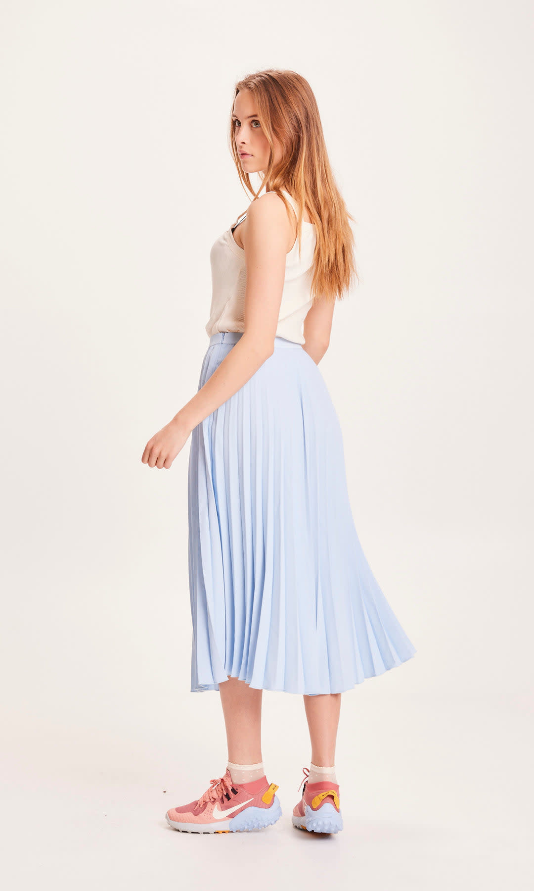 KnowledgeCotton Apparel KnowledgeCotton, Daffodil Pleated Midi Skirt, chambray blue, M