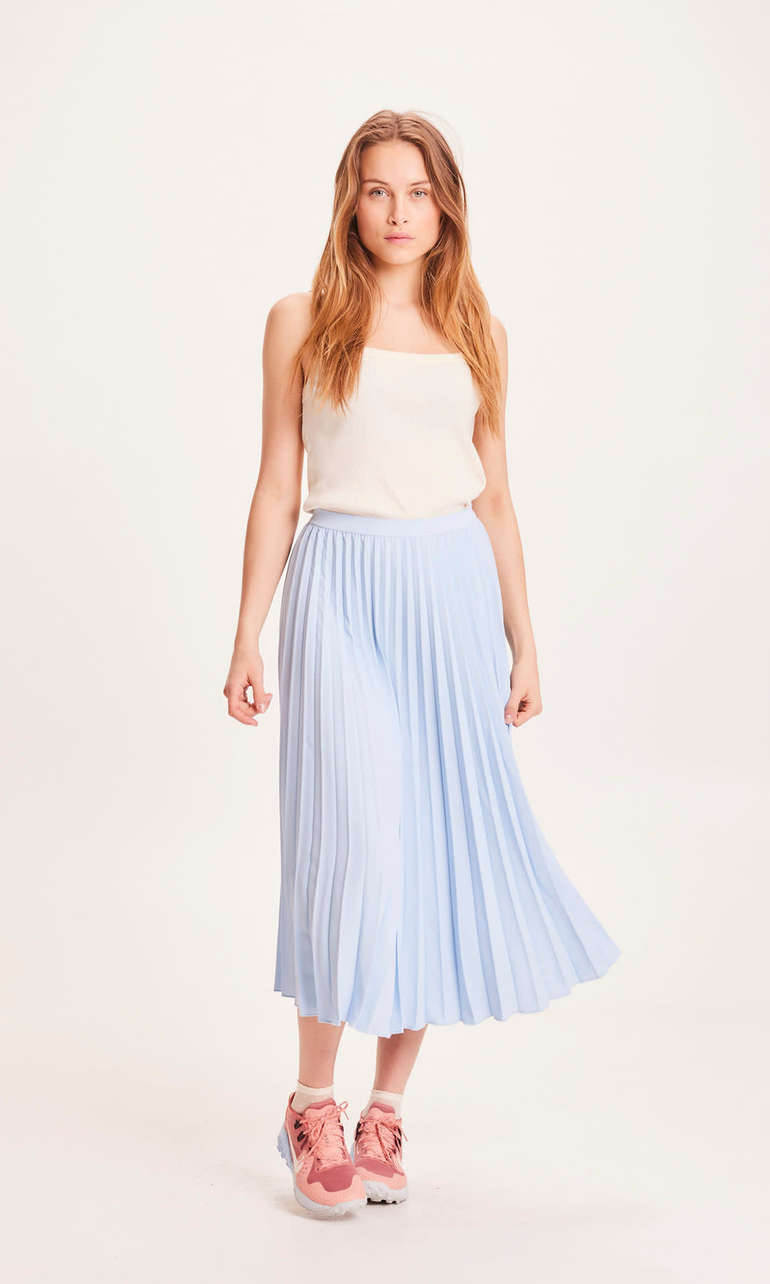 KnowledgeCotton Apparel KnowledgeCotton, Daffodil Pleated Midi Skirt, chambray blue, L