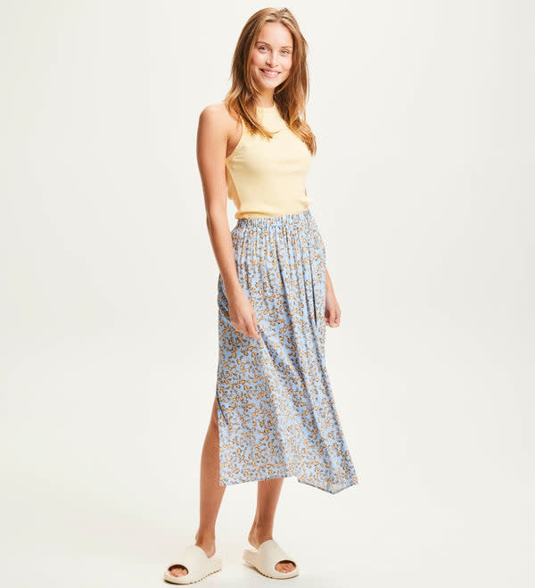 KnowledgeCotton Apparel KnowledgeCotton, Flower Print Skirt, chambray blue, M