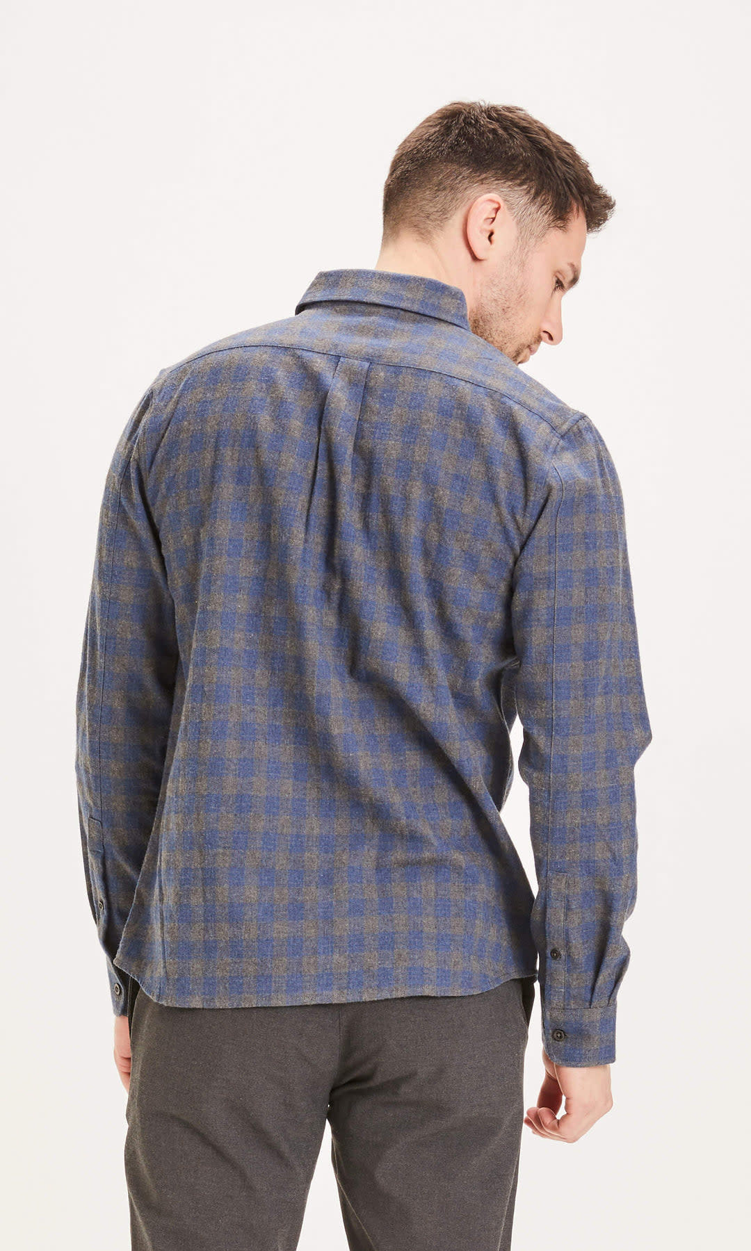 KnowledgeCotton Apparel KnowledgeCotton, Larch Checked Shirt, dark grey melange, M