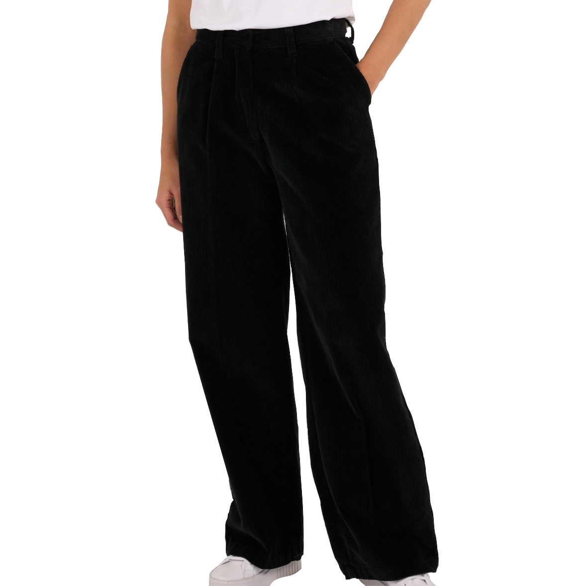 KnowledgeCotton Apparel KnowledgeCotton, Posey loose corduroy pant, Black jet, XS