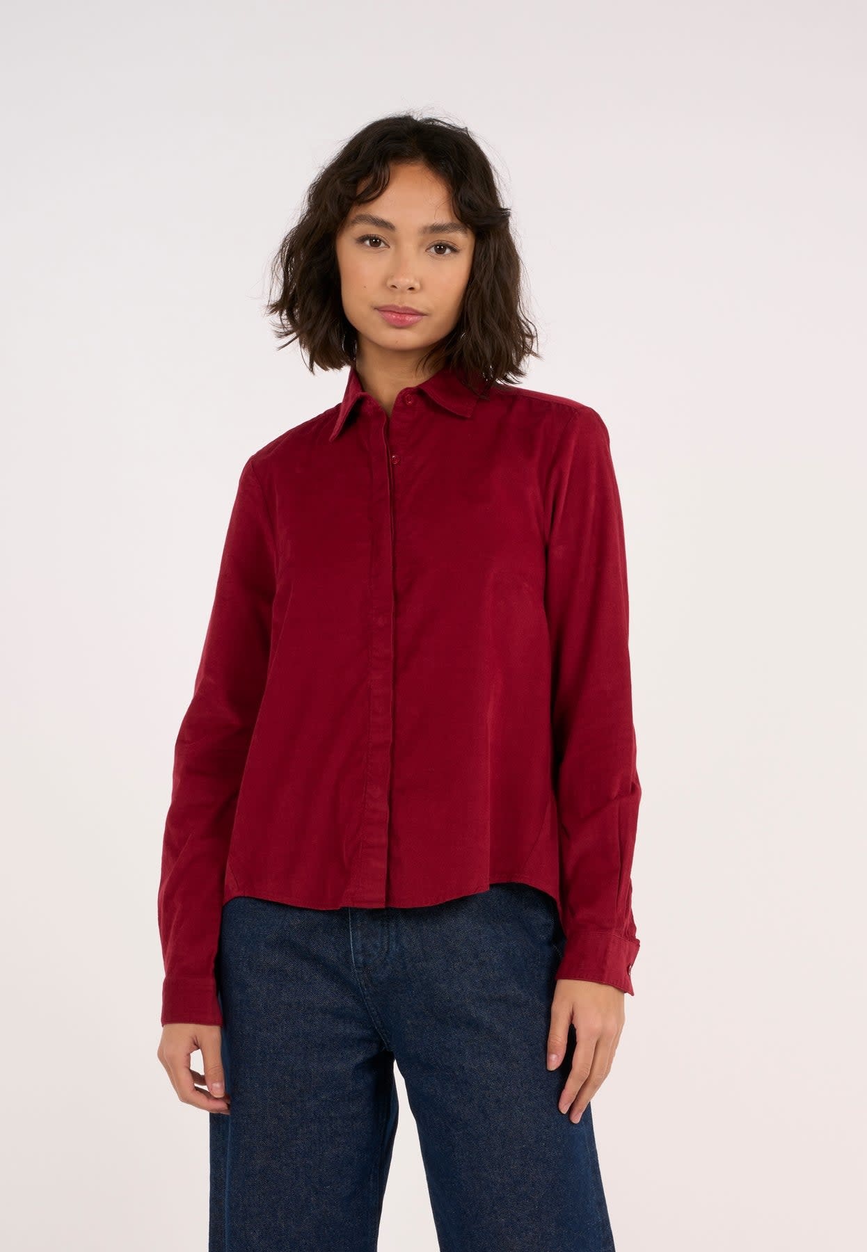 KnowledgeCotton Apparel KnowledgeCotton, A-shape corduroy shirt, Rhubarb, M