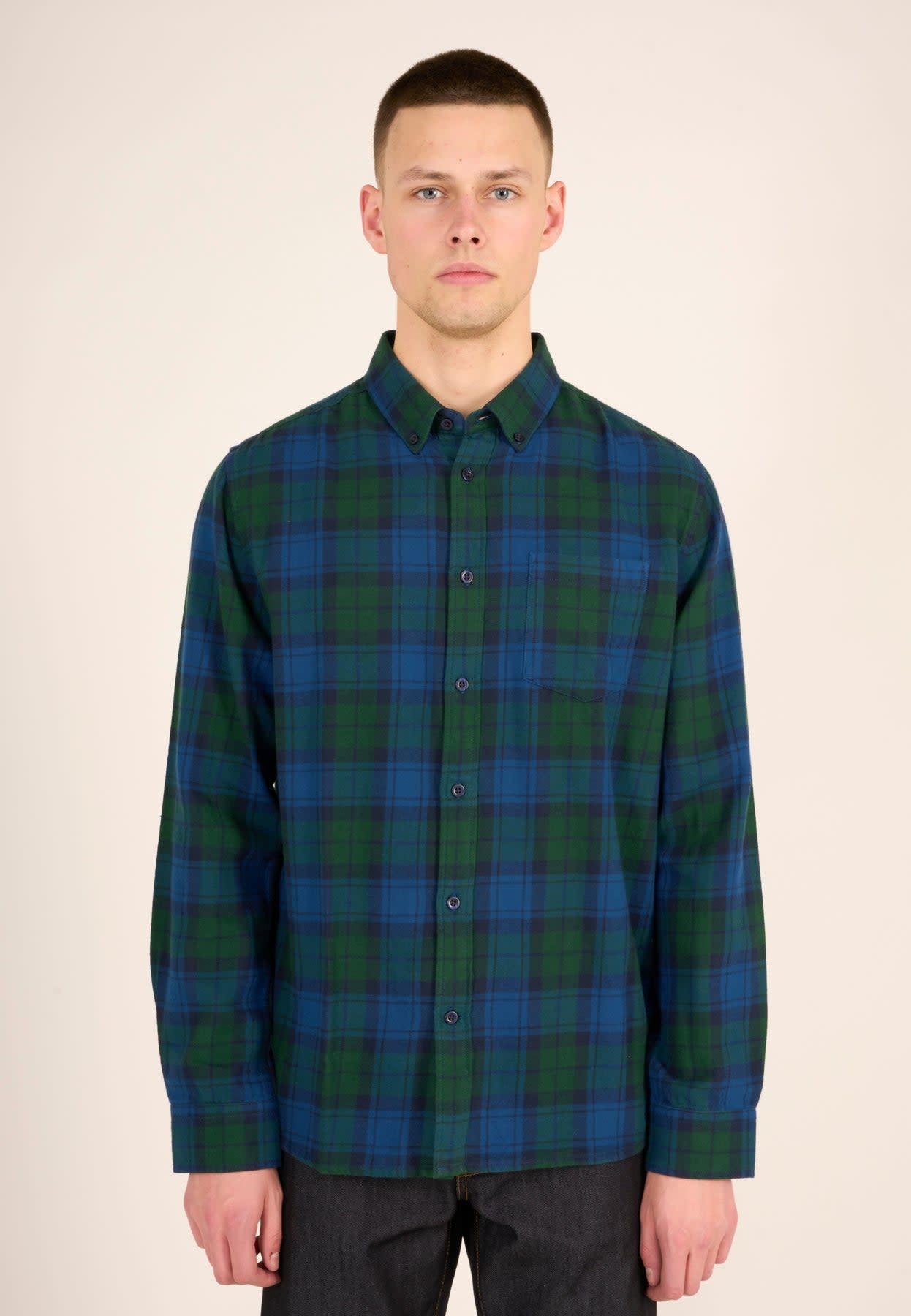 KnowledgeCotton Apparel KnowledgeCotton, Flannel checked, trekking green, L