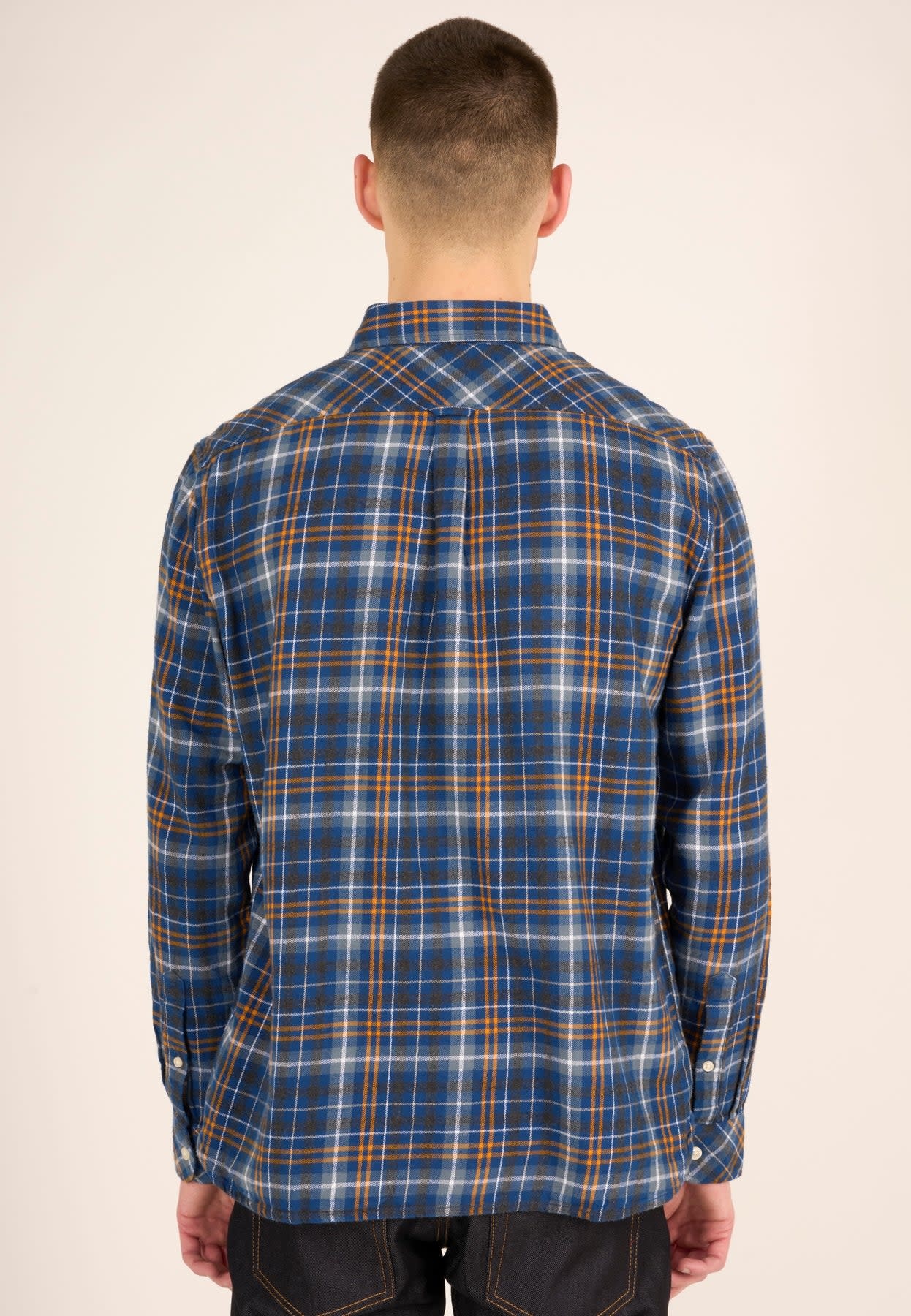 KnowledgeCotton Apparel KnowledgeCotton, Big checked flannel relaxed fit shirt, estate blue, L