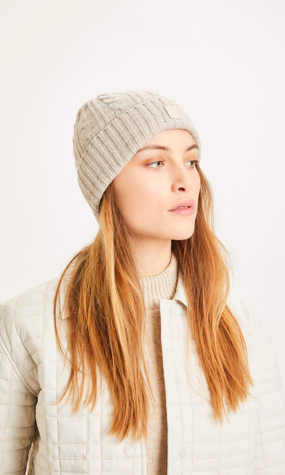 KnowledgeCotton Apparel KnowledgeCotton, Leaf Cable Knit Hat, nature melange