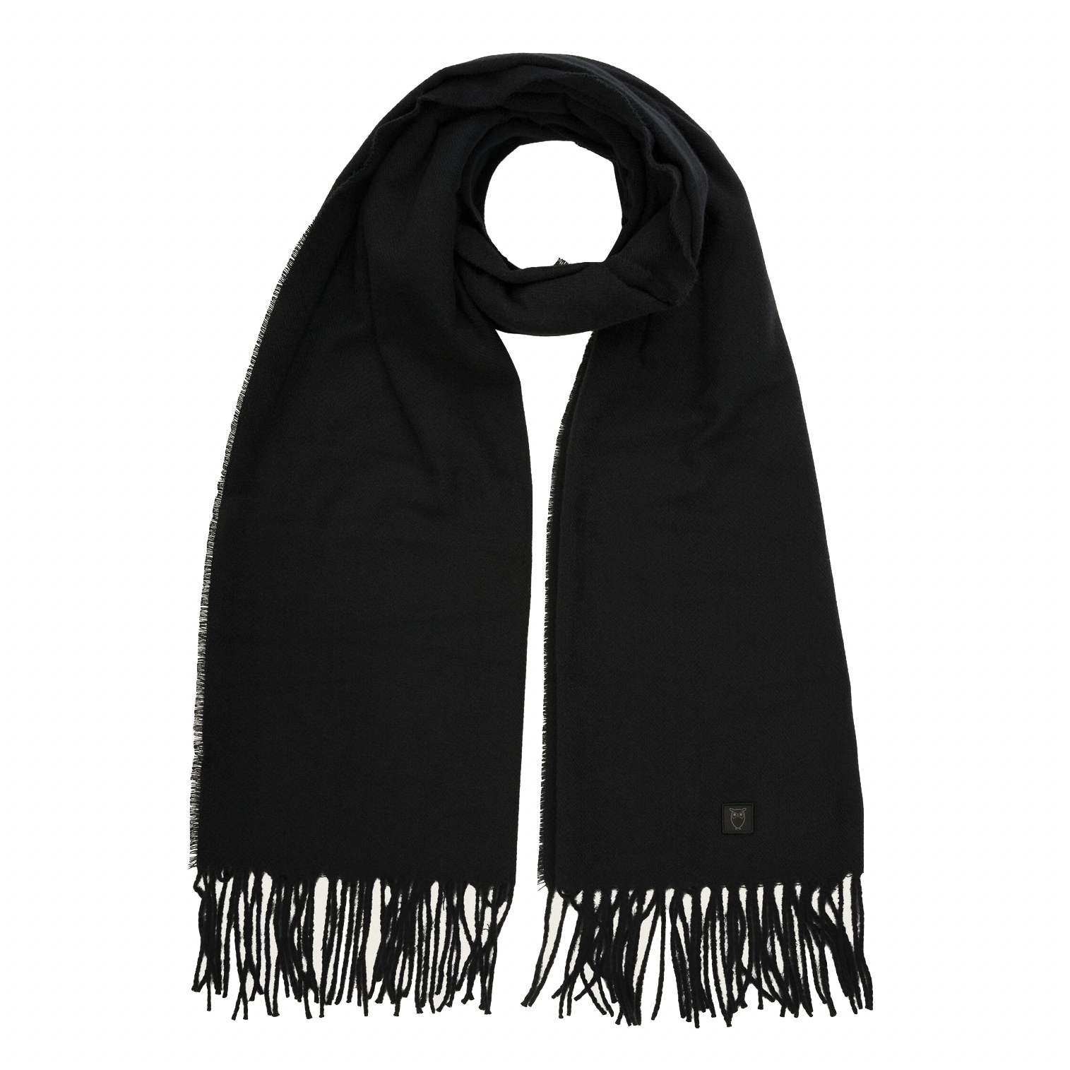 KnowledgeCotton Apparel KnowledgeCotton, Solid Woven Scarf, black jet