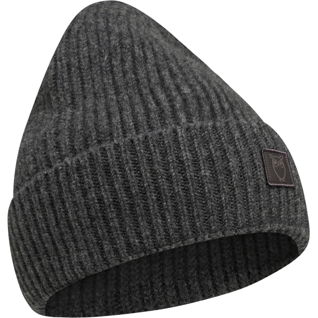 KnowledgeCotton Apparel KnowledgeCotton,  Wool Rib Beanie, dark grey