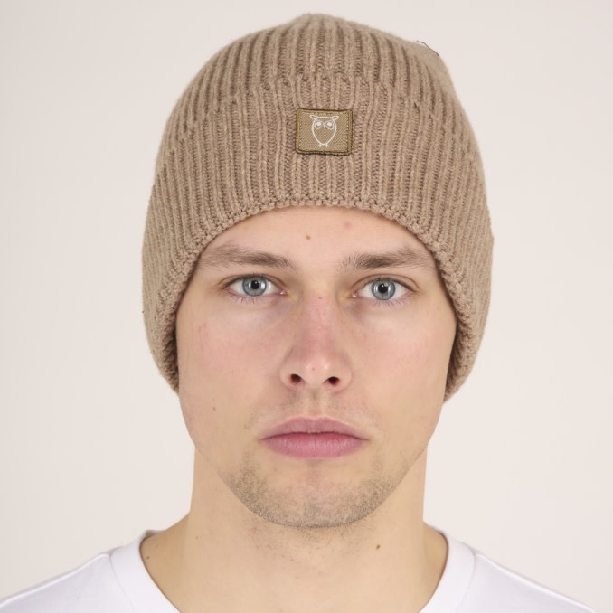 KnowledgeCotton Apparel KnowledgeCotton,  Wool Rib Beanie, kelp